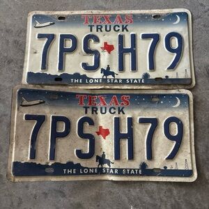 Texas TX Lone Star State License Plate 7PS H79 Set Of 2